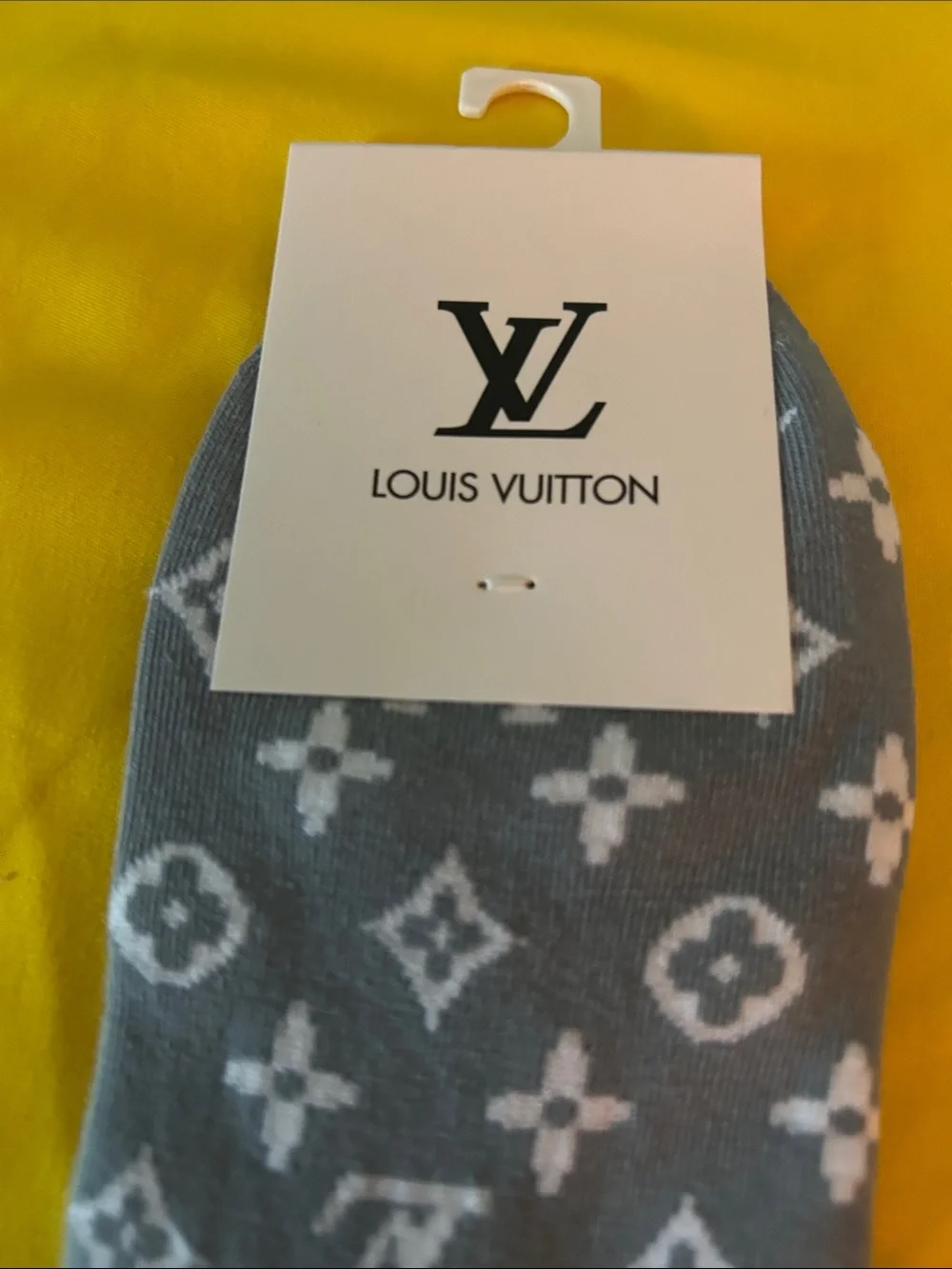 Louis Vuitton Gray and White Monogram Low-Cut Socks Average price $34